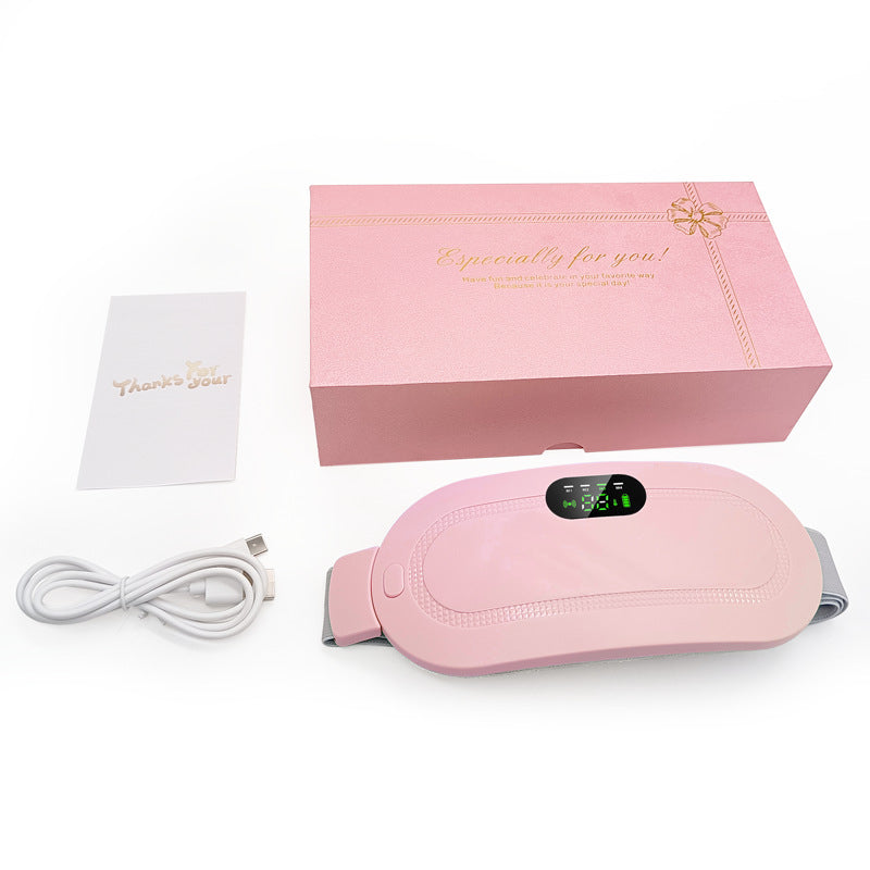 Ceinture menstruelle rose chauffante rechargeable avec câble USB et système sécurisé