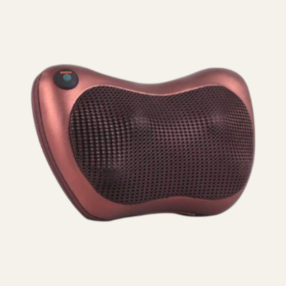 Massageur chauffant infrarouge ergonomique illustré avec design confortable et boutons de réglage