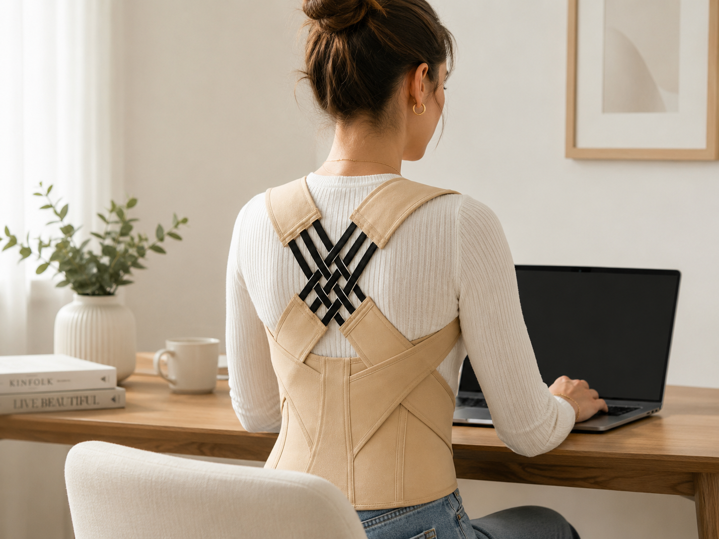 Cinta de Suporte Postural Costas Completas – Lembrete de Alinhamento dos Ombros & Coluna