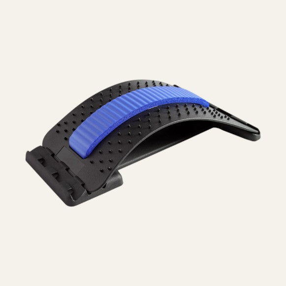 Étireur lombaire ergonomique noir et bleu pour relâchement profond et confort du dos