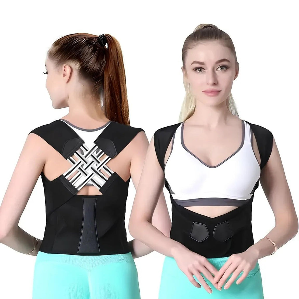 Ceinture lombaire noire en nylon et spandex, avec soutien postural et fermeture ajustable. Idéale pour le sport et le travail.