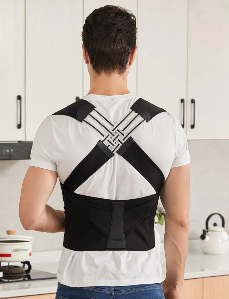 Ceinture lombaire noire en nylon et spandex de Reprogrammer Boutique, avec soutien postural et rappel de mouvement conscient.