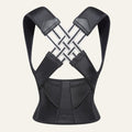 Ceinture lombaire noire Reprogrammer Boutique en nylon et spandex, avec soutien postural et bretelles croisées