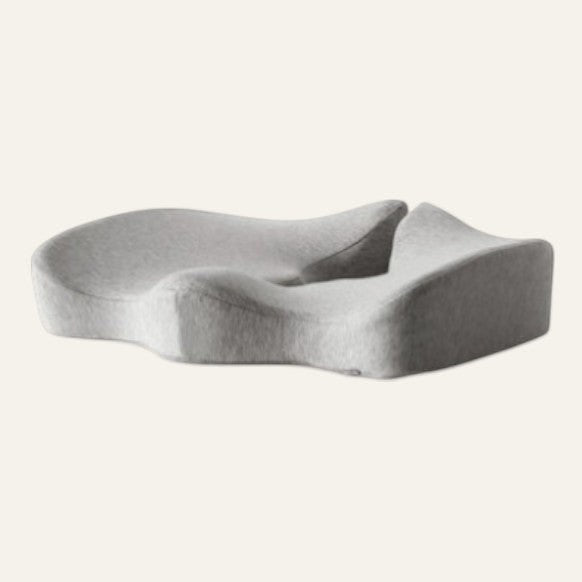 Coussin d'assise ergonomique Reprogrammer Boutique em espuma de memória cinza com recorte para coccix e suporte lombar