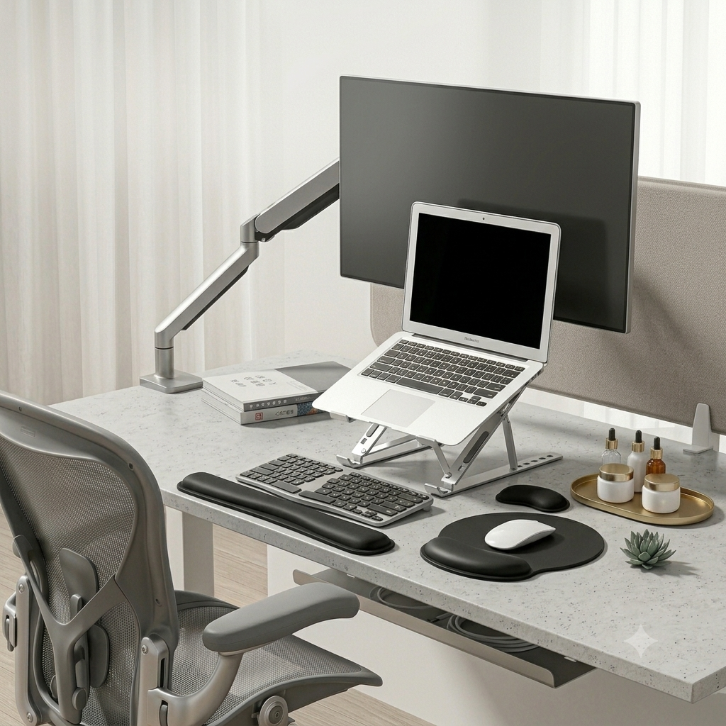Tapis de souris ergonomique avec repose-poignet – Soutien du poignet & confort de travail prolongé