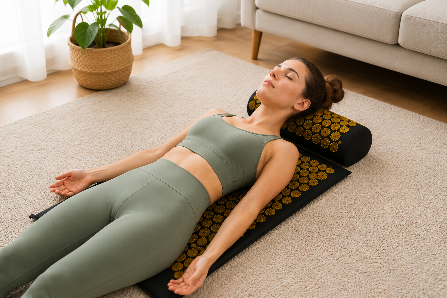 Tapis d'acupression avec oreiller – Stimulation par pression & détente corporelle