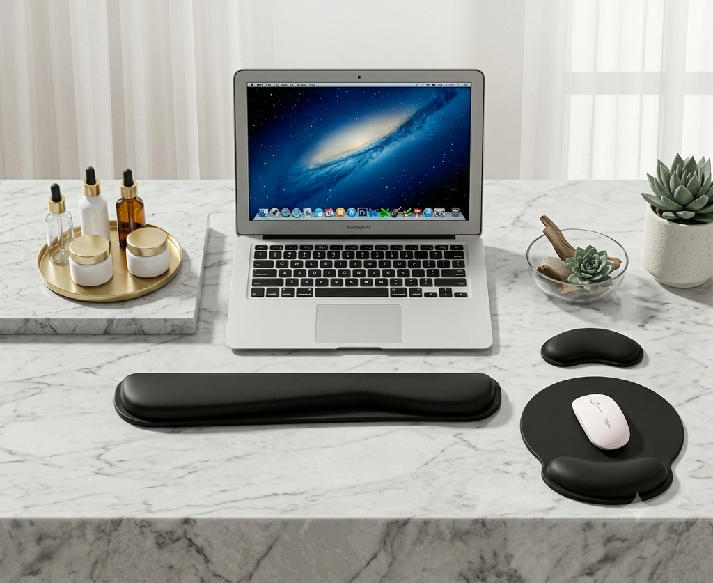Tapis de souris ergonomique avec repose-poignet – Soutien du poignet & confort de travail prolongé